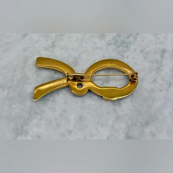 ROBERTA DI CAMERINO Vintage Grandmacore Blue Enamel Gold-Tone Metal Logo Brooch - Picture 9 of 16